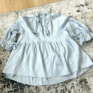 Women's split neck bell sleeve blouse